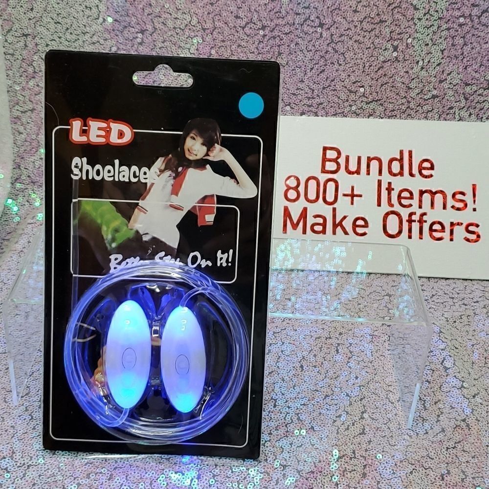LED Shoelaces solid blue or 2 modes of flashing blue.